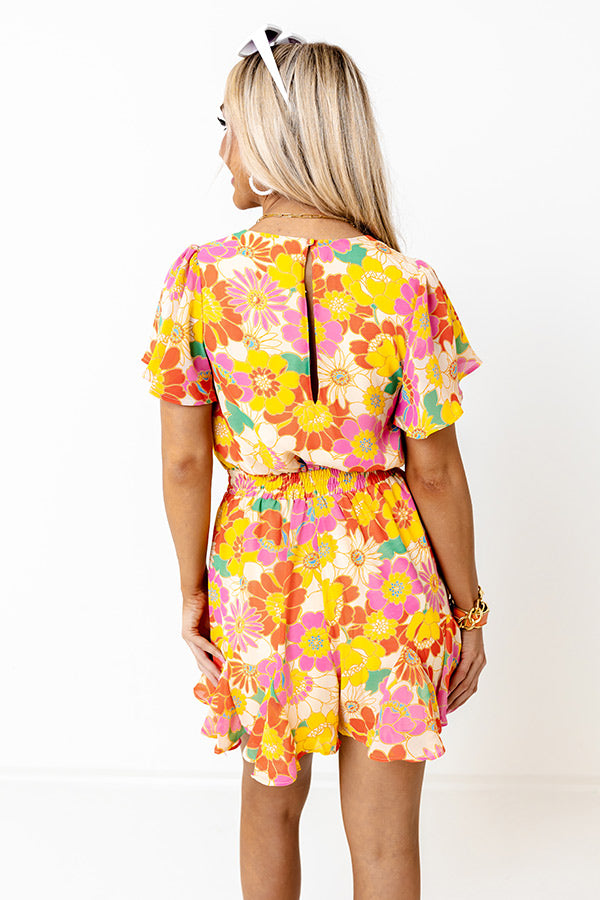 Sassy And Sweet Floral Romper in Tangerine
