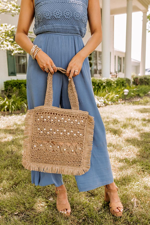 Thank You Maui Much Woven Tote In Tan