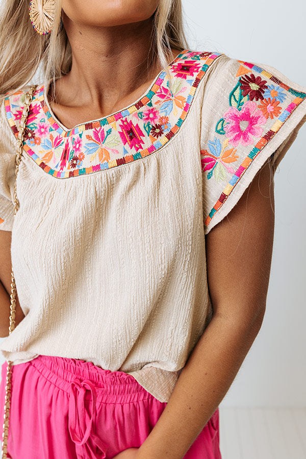 Off Into The Sunset Embroidered Shift Top