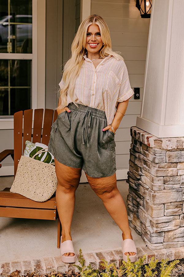 Saltwater Taffy Button Up Top In Orange Curves