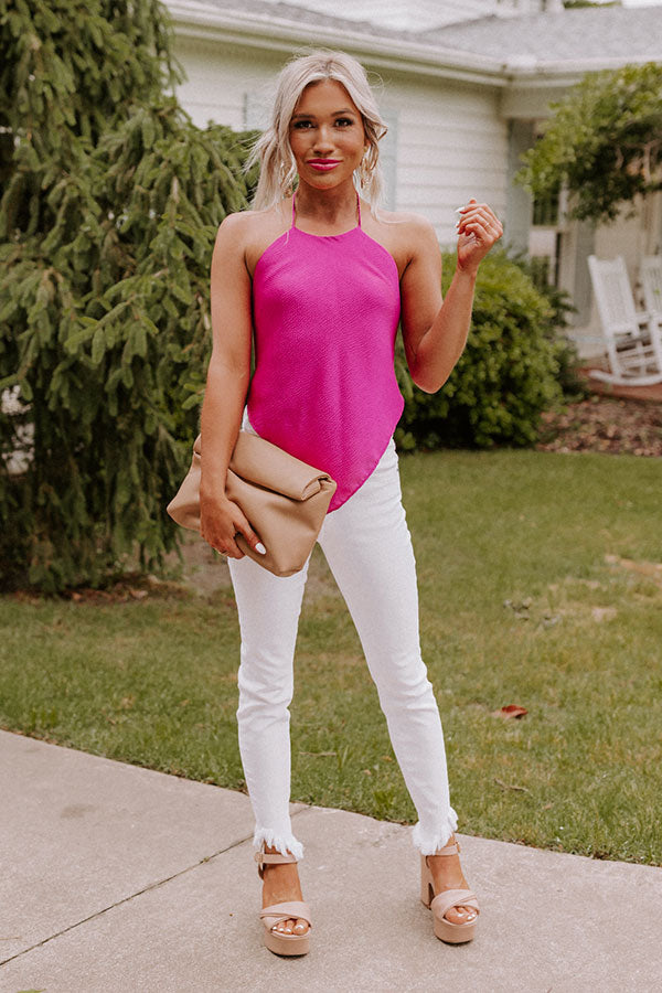Setting Off Sparks Halter Top In Fuchsia