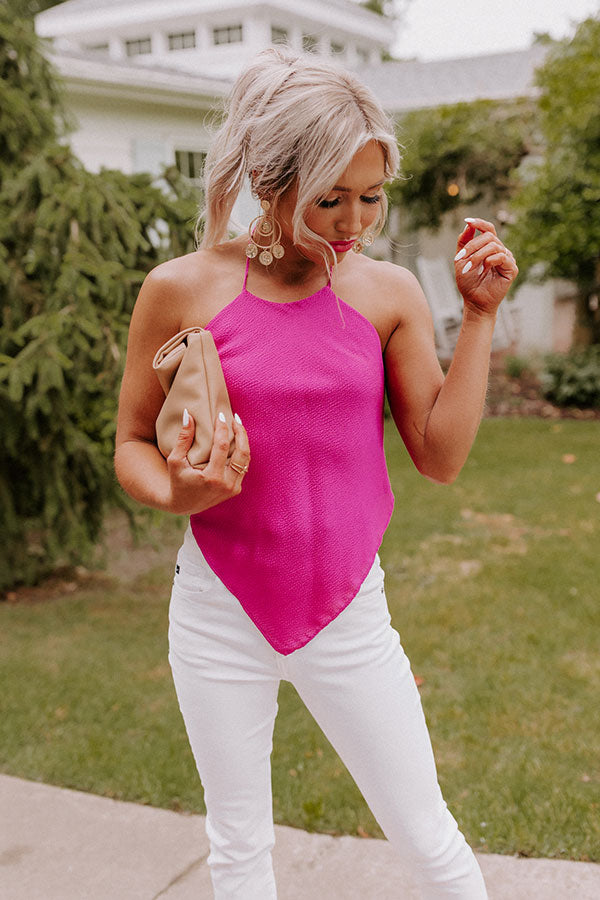 Setting Off Sparks Halter Top In Fuchsia