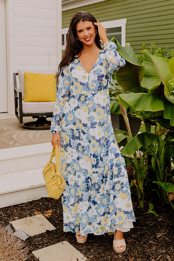 Seas The Moment Floral Maxi in Sky Blue