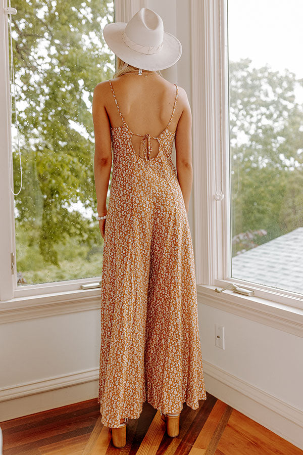 Witty Remark Floral Jumpsuit In Mustard