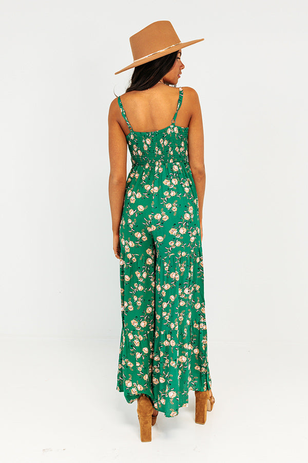 All Of A Sudden Floral Jumpsuit In Green