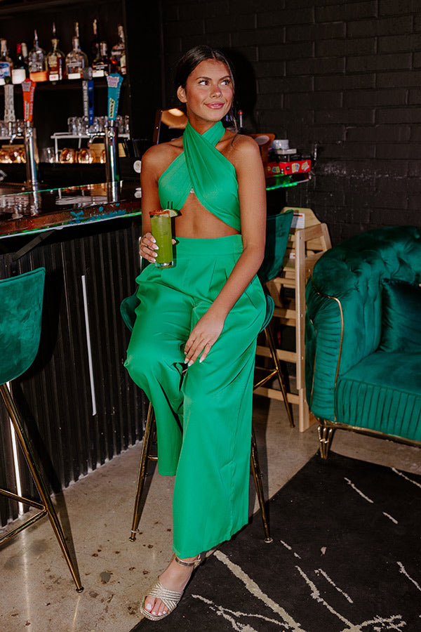 Nearly Famous Wrap Top In Green