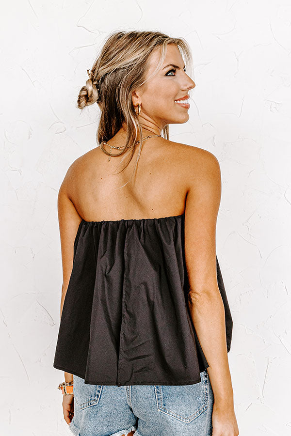 The Party Goes On Tube Top In Black
