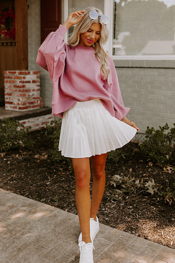 The Dottie Pleated Skort In White