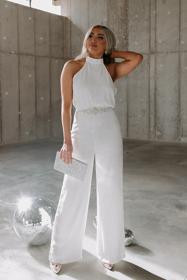 Champagne On The Plane Halter Jumpsuit