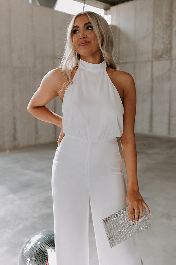 Champagne On The Plane Halter Jumpsuit