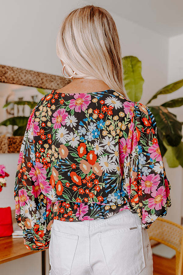 Cute Casa Floral Top In Tangerine