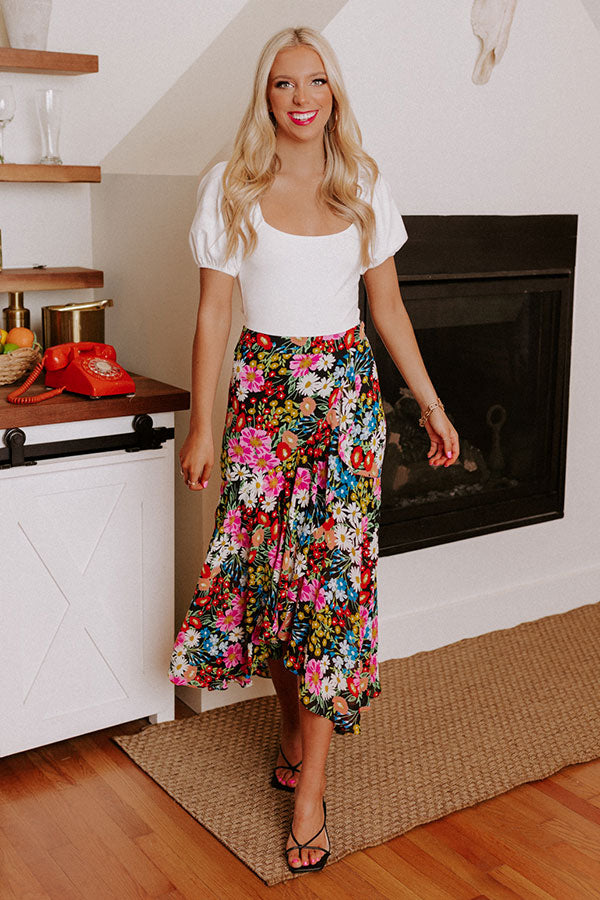 Only Sunshine Floral Skirt In Black