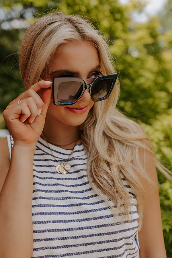 Drawn To The Beach Sunnies In Navy