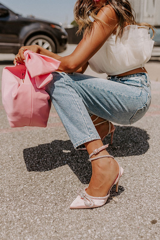 The Belmore Rhinestone Heel In Rose Quartz