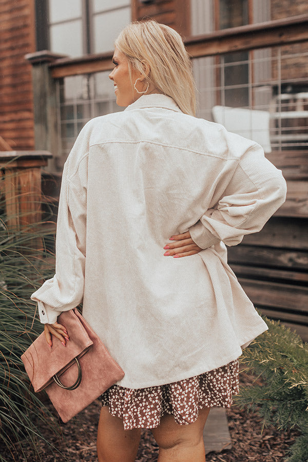 Timing Is Everything Corduroy Button Up In Cream Curves