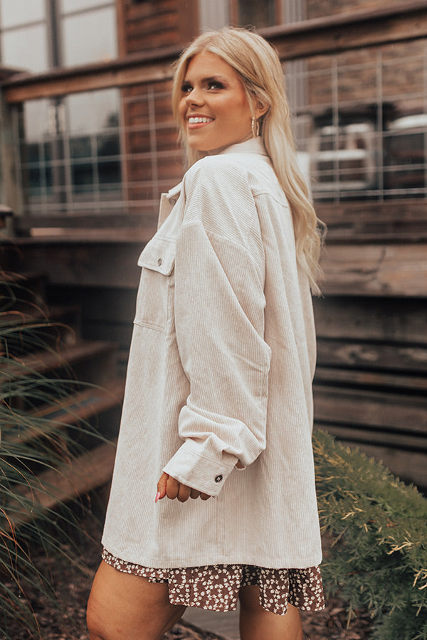 Timing Is Everything Corduroy Button Up In Cream Curves