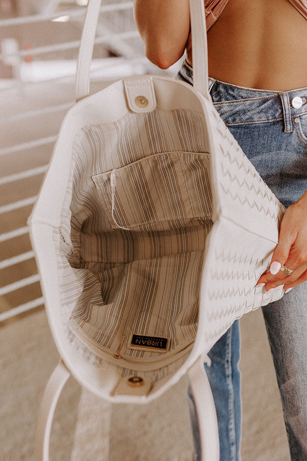 Boston Market Faux Leather Tote In Cream
