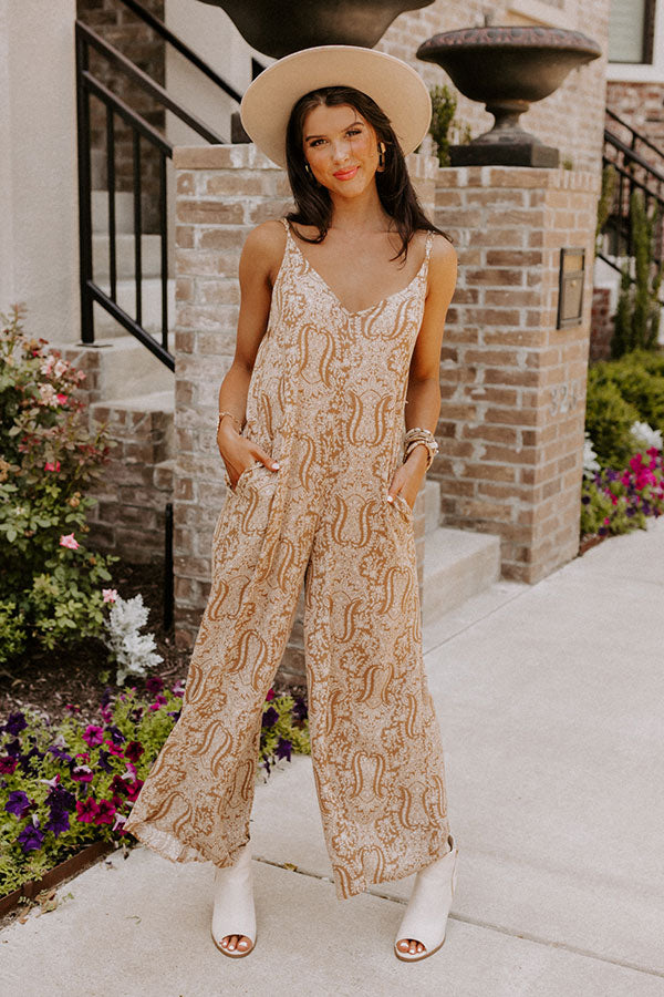 Drawn To The Beach Jumpsuit In Mustard