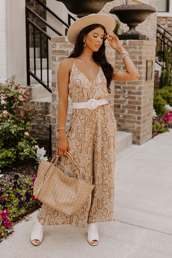 Drawn To The Beach Jumpsuit In Mustard
