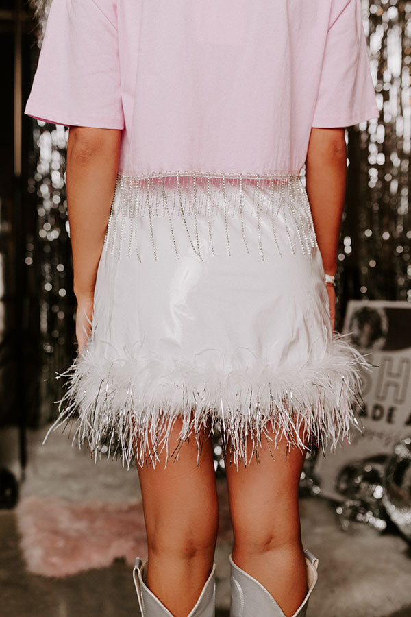 The Freesia Patent Feather Skirt In White