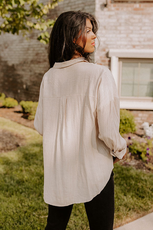 Wisteria Avenue Button Up in Beige