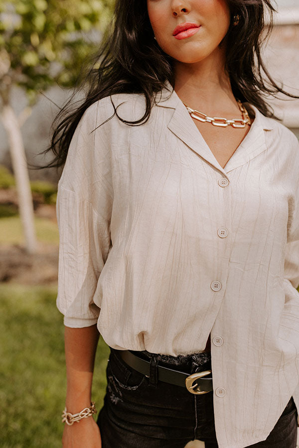 Wisteria Avenue Button Up in Beige