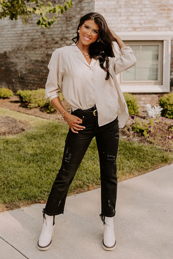 Wisteria Avenue Button Up in Beige