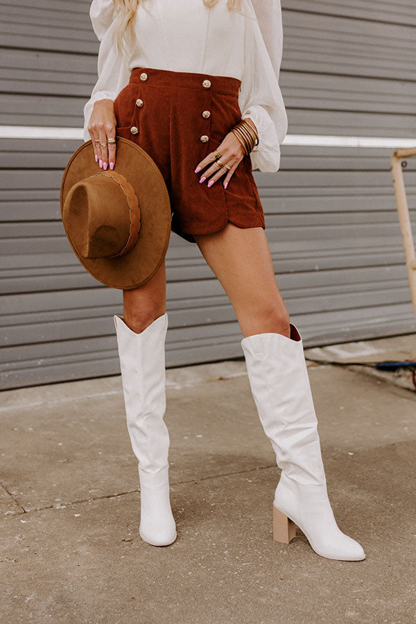 The Lucas Faux Leather Knee High Boot in White