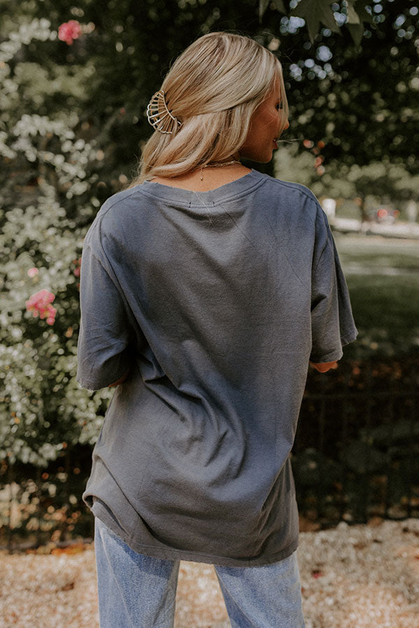 Free Spirit Tiger Oversized Distressed Tee In Slate