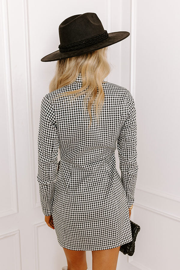 The Manhattan Houndstooth Dress In White