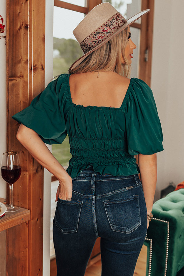 The Belmore Ruffle Bodysuit In Hunter Green