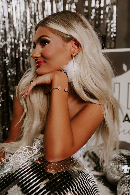 Down To Disco Feather Earrings In White