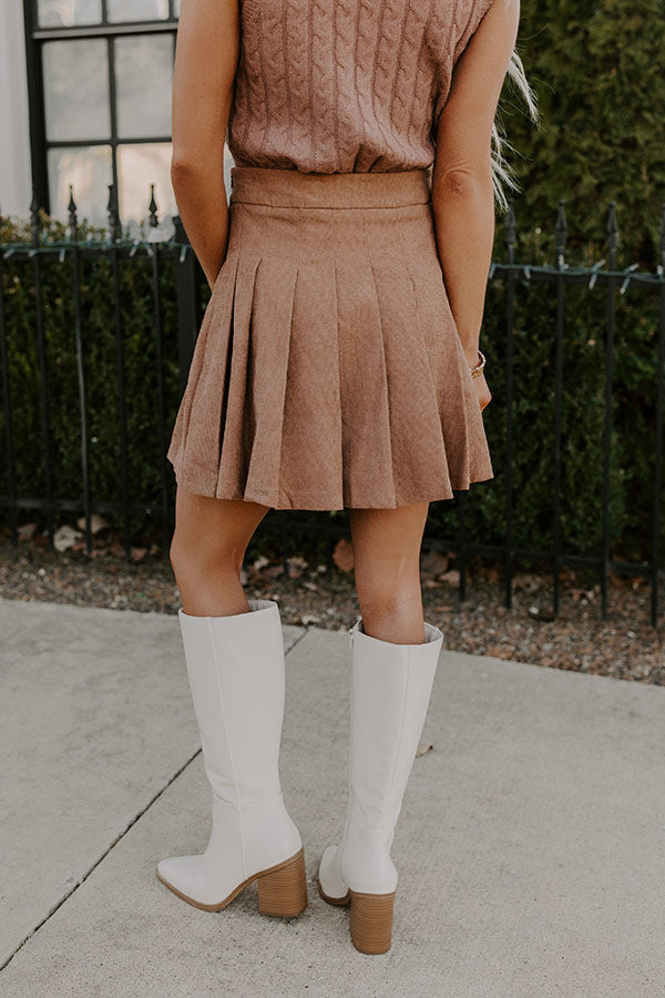 Spill It Pleated Skort In Mocha