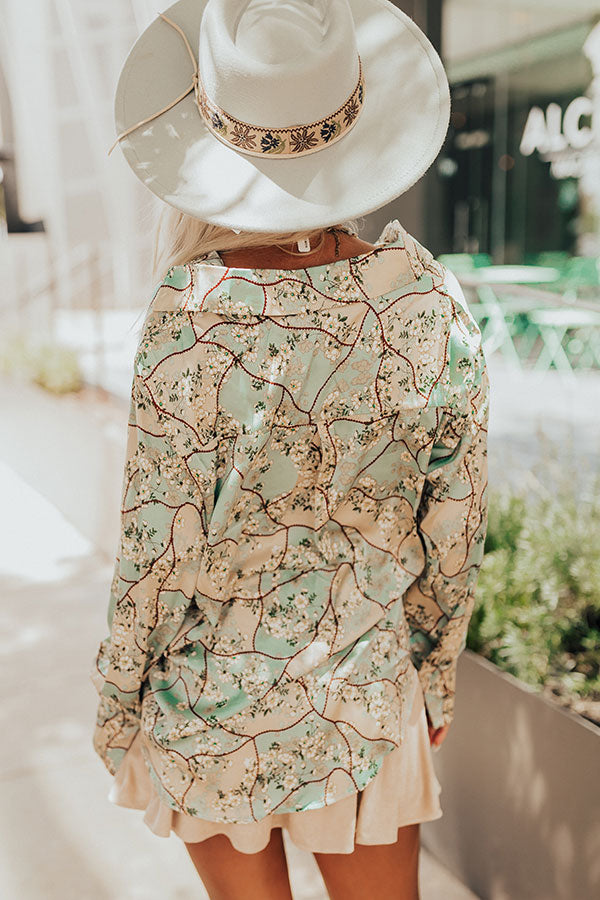 Chat With Me Satin Top In Mint