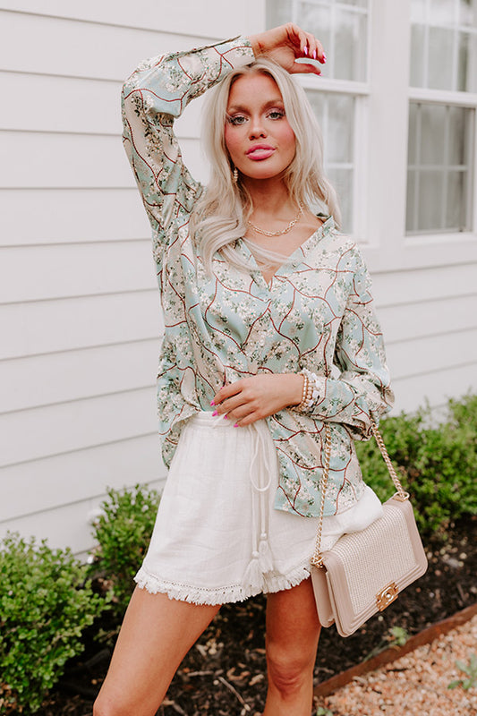 Chat With Me Satin Top In Mint
