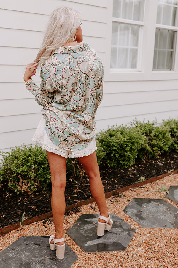 Chat With Me Satin Top In Mint