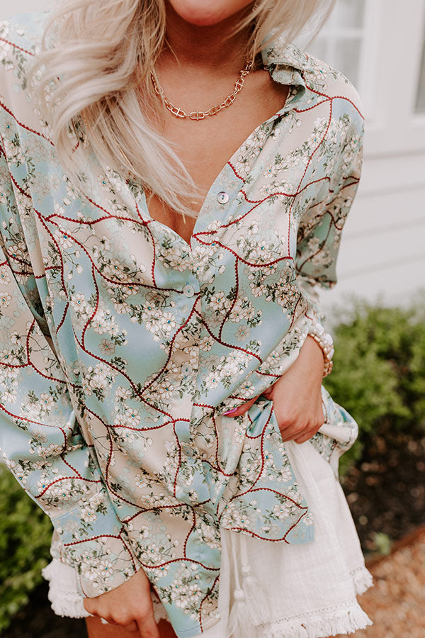 Chat With Me Satin Top In Mint