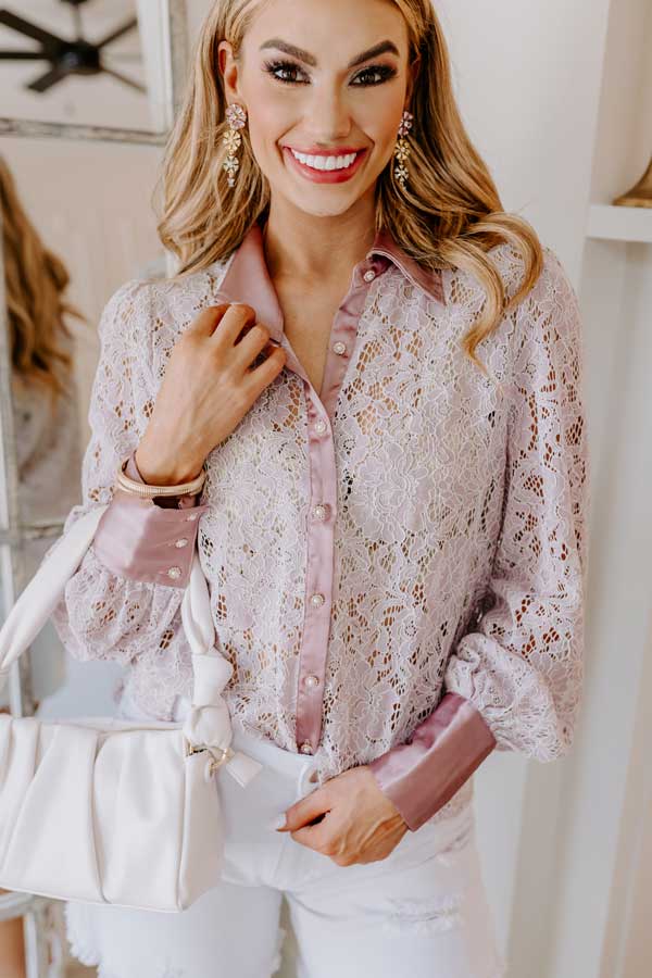 Caught Up In Love Lace Button Up