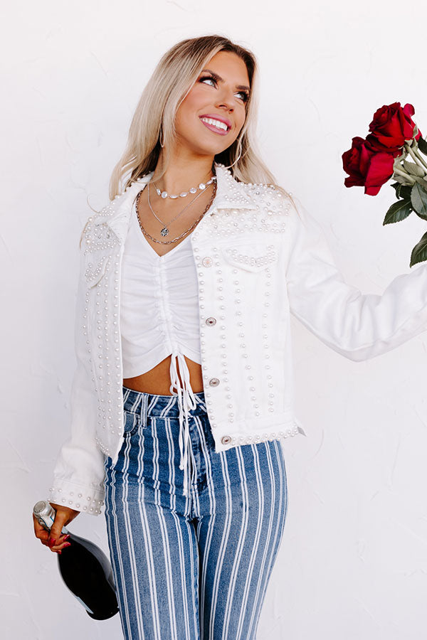 Dates And DMs Ruched Crop Top In White