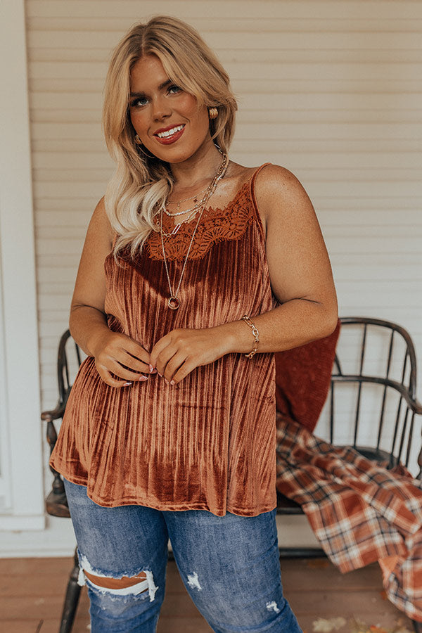 Finding Romance Velvet Tank In Rust Curves