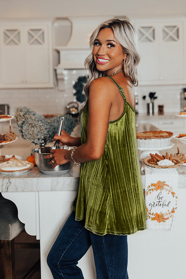 Finding Romance Velvet Tank In Lime