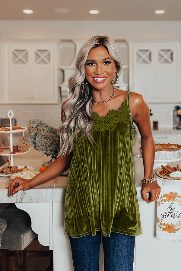 Finding Romance Velvet Tank In Lime