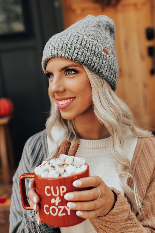 Snowfall Feels Cable Knit Beanie In Charcoal