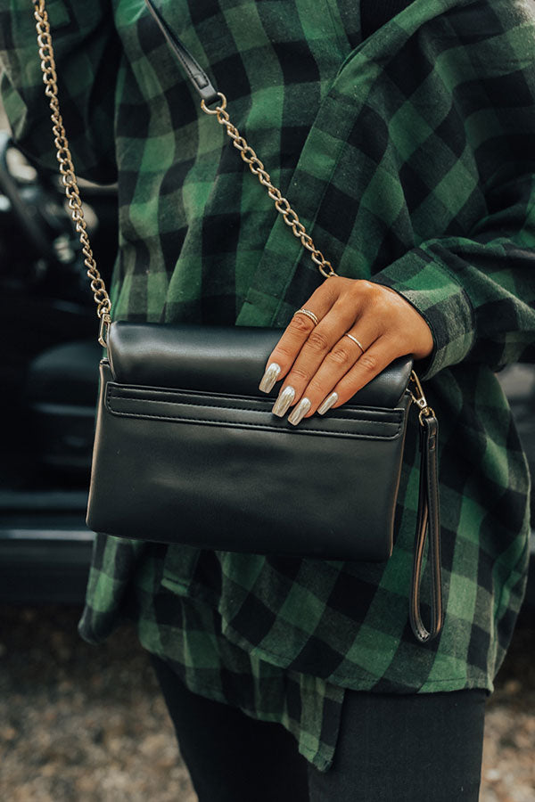 Ready To Romance Faux Leather Clutch In Black