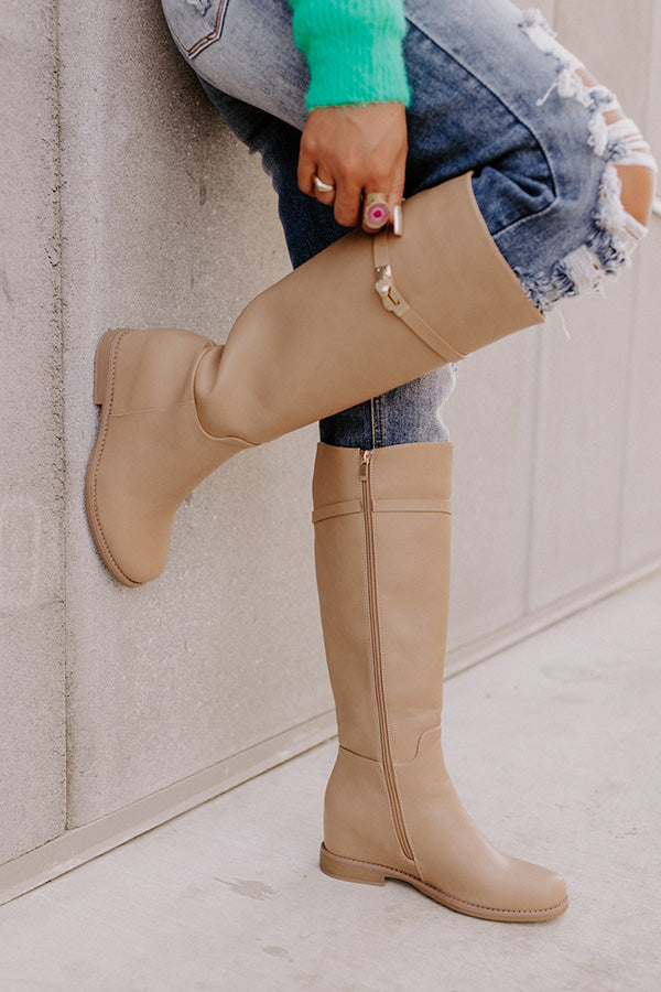 The Jake Faux Leather Knee High Boot In Iced Latte