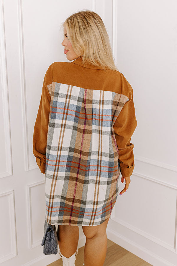 Fall Fields Plaid Tunic In Camel Curves