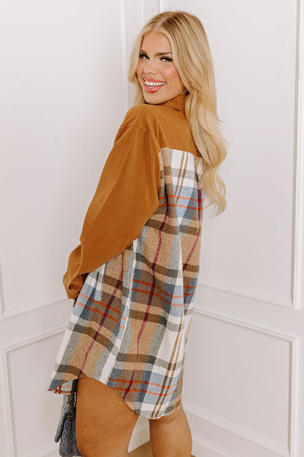 Fall Fields Plaid Tunic In Camel Curves