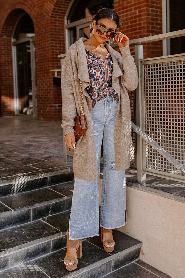 Fall Retreat Cardigan In Mocha