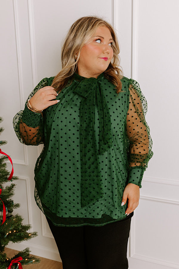 First Kiss Dreaming Shift Top In Hunter Green Curves
