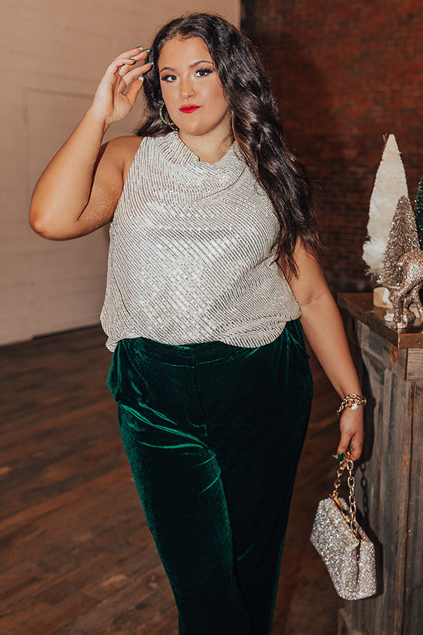 Beyond Romance Sequin Top In Champagne Curves
